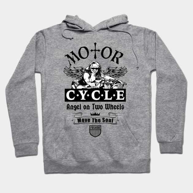 Biker T-shirt, Motor Cycle Angel on Two Wheels Hoodie by Ben Foumen